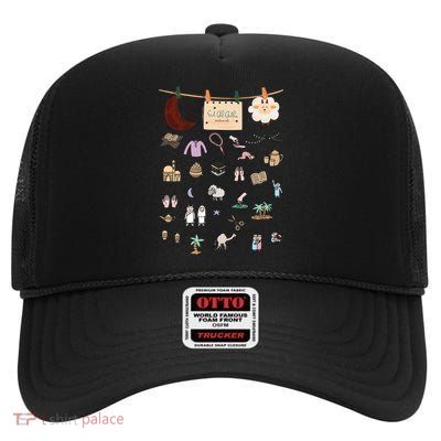 Eid Al Adha Eid Mubarak Happy Eid Day Muslim Gift High Crown Mesh Back Trucker Hat