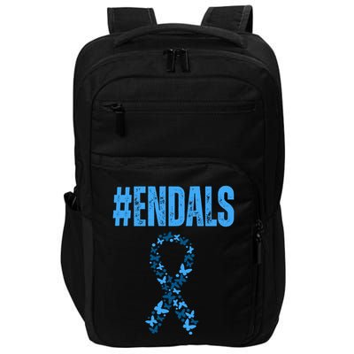End Als Awareness Support Butterfly Ribbon Impact Tech Backpack