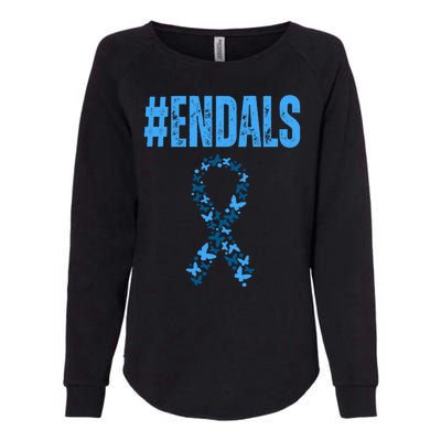 End Als Awareness Support Butterfly Ribbon Womens California Wash Sweatshirt