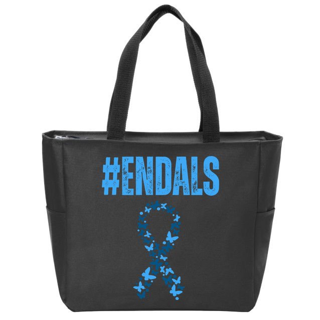End Als Awareness Support Butterfly Ribbon Zip Tote Bag