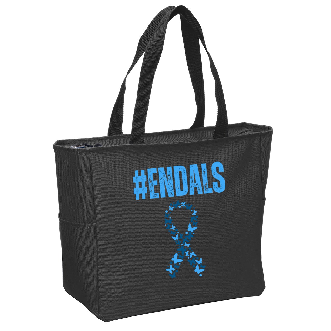 End Als Awareness Support Butterfly Ribbon Zip Tote Bag
