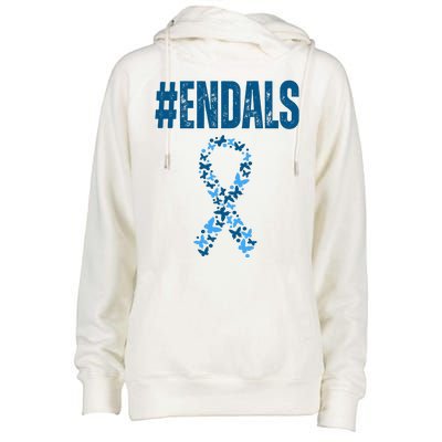 End Als Awareness Support Butterfly Ribbon Womens Funnel Neck Pullover Hood