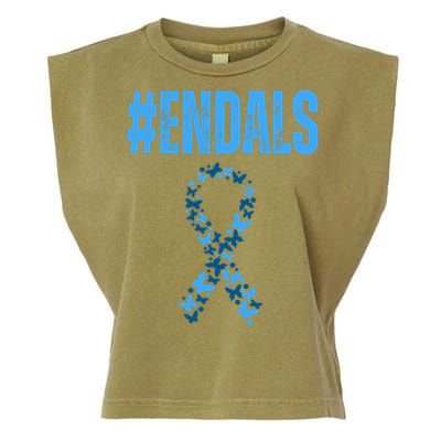 End Als Awareness Support Butterfly Ribbon Garment-Dyed Women's Muscle Tee