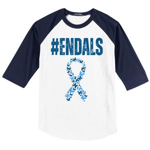 End Als Awareness Support Butterfly Ribbon Baseball Sleeve Shirt