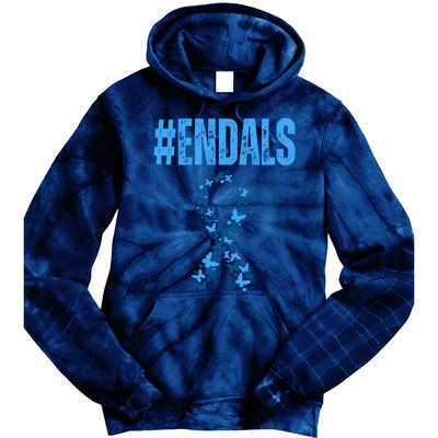 End Als Awareness Support Butterfly Ribbon Tie Dye Hoodie