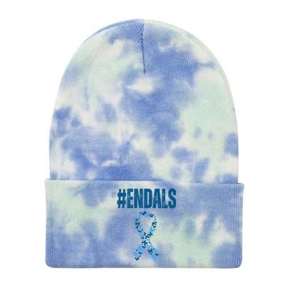 End Als Awareness Support Butterfly Ribbon Tie Dye 12in Knit Beanie