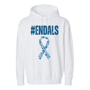 End Als Awareness Support Butterfly Ribbon Garment-Dyed Fleece Hoodie