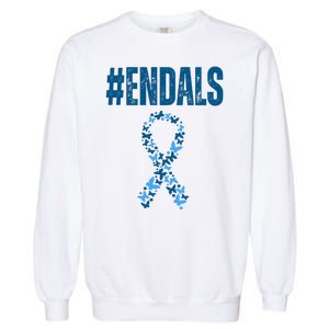 End Als Awareness Support Butterfly Ribbon Garment-Dyed Sweatshirt