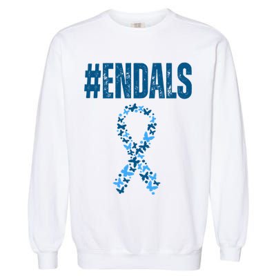 End Als Awareness Support Butterfly Ribbon Garment-Dyed Sweatshirt