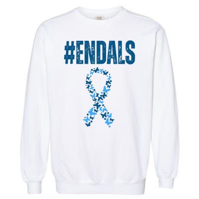 End Als Awareness Support Butterfly Ribbon Garment-Dyed Sweatshirt