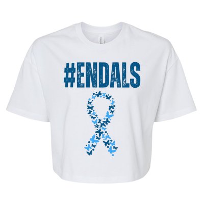 End Als Awareness Support Butterfly Ribbon Bella+Canvas Jersey Crop Tee