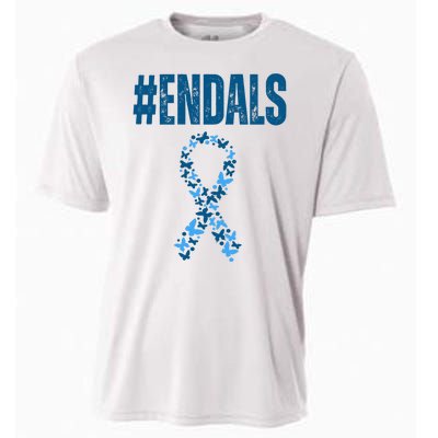 End Als Awareness Support Butterfly Ribbon Cooling Performance Crew T-Shirt