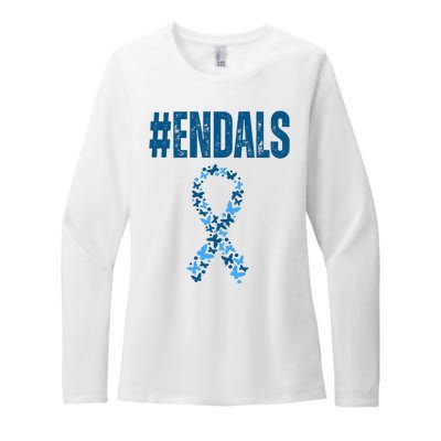 End Als Awareness Support Butterfly Ribbon Womens CVC Long Sleeve Shirt