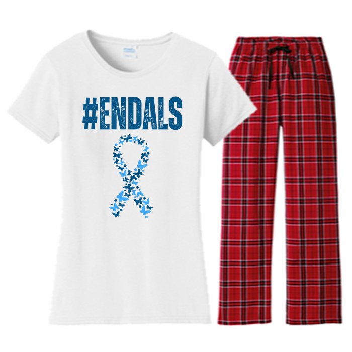 End Als Awareness Support Butterfly Ribbon Women's Flannel Pajama Set