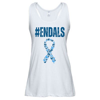 End Als Awareness Support Butterfly Ribbon Ladies Essential Flowy Tank