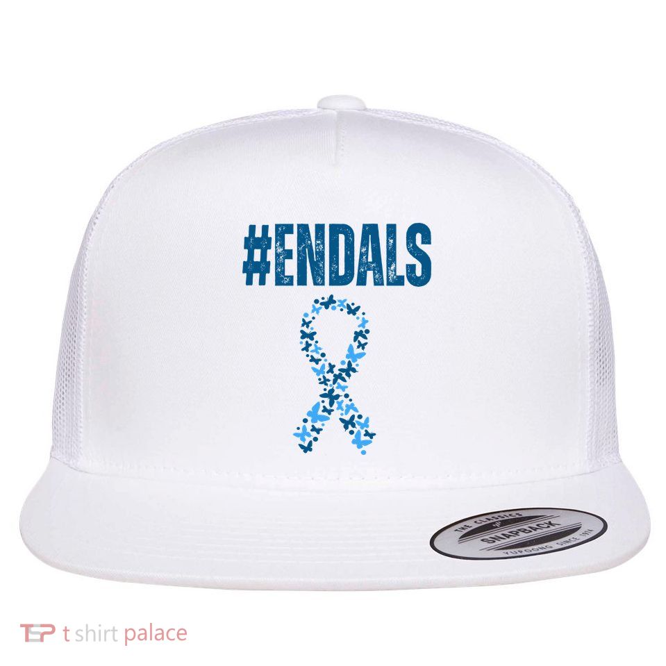 End Als Awareness Support Butterfly Ribbon Flatbill Hat