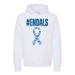 End Als Awareness Support Butterfly Ribbon Premium Hoodie