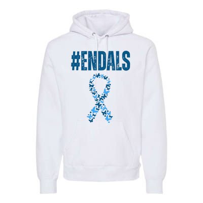 End Als Awareness Support Butterfly Ribbon Premium Hoodie