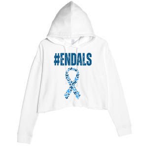 End Als Awareness Support Butterfly Ribbon Crop Fleece Hoodie