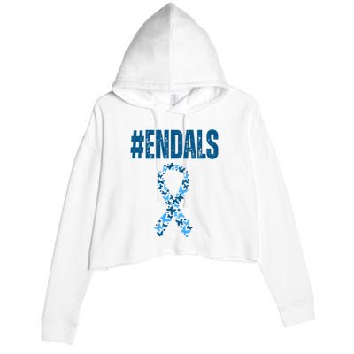 End Als Awareness Support Butterfly Ribbon Crop Fleece Hoodie