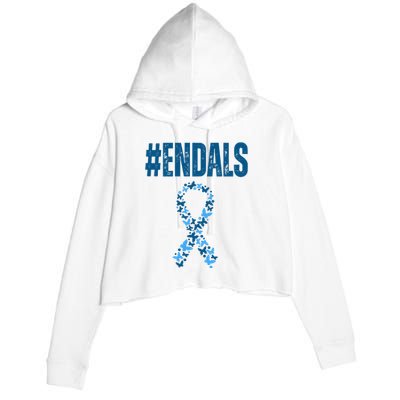 End Als Awareness Support Butterfly Ribbon Crop Fleece Hoodie