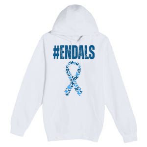 End Als Awareness Support Butterfly Ribbon Premium Pullover Hoodie