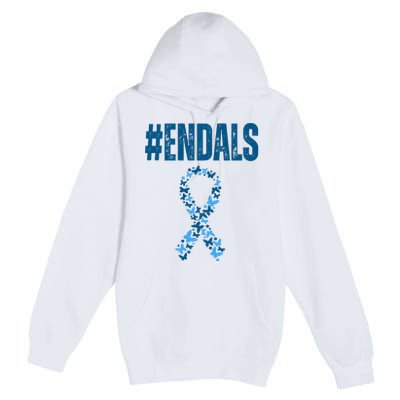 End Als Awareness Support Butterfly Ribbon Premium Pullover Hoodie