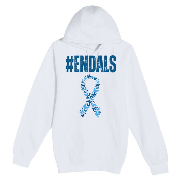 End Als Awareness Support Butterfly Ribbon Premium Pullover Hoodie