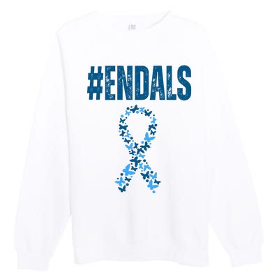 End Als Awareness Support Butterfly Ribbon Premium Crewneck Sweatshirt