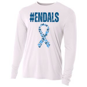 End Als Awareness Support Butterfly Ribbon Cooling Performance Long Sleeve Crew