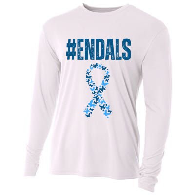 End Als Awareness Support Butterfly Ribbon Cooling Performance Long Sleeve Crew