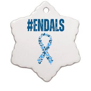 End Als Awareness Support Butterfly Ribbon Ceramic Star Ornament