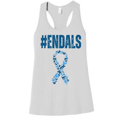 End Als Awareness Support Butterfly Ribbon Women's Racerback Tank