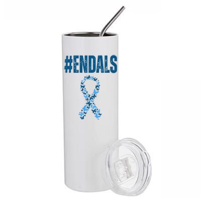 End Als Awareness Support Butterfly Ribbon Stainless Steel Tumbler