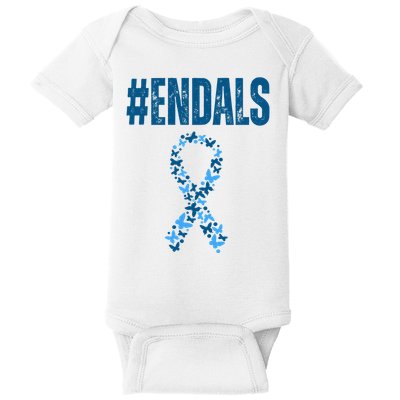 End Als Awareness Support Butterfly Ribbon Baby Bodysuit