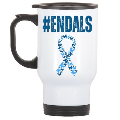 End Als Awareness Support Butterfly Ribbon Stainless Steel Travel Mug