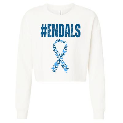 End Als Awareness Support Butterfly Ribbon Cropped Pullover Crew