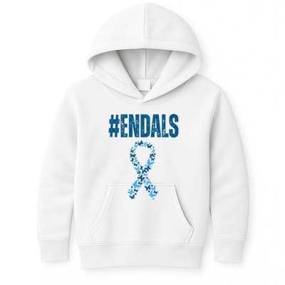End Als Awareness Support Butterfly Ribbon Kids Hoodie