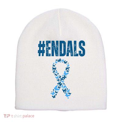 End Als Awareness Support Butterfly Ribbon Short Acrylic Beanie