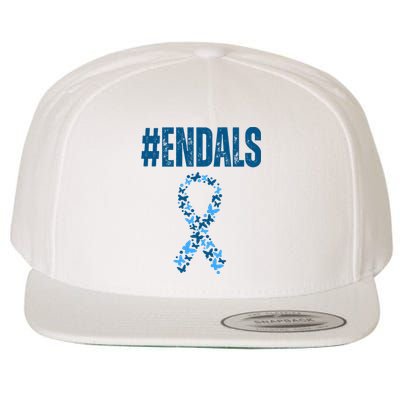 End Als Awareness Support Butterfly Ribbon Wool Snapback Cap