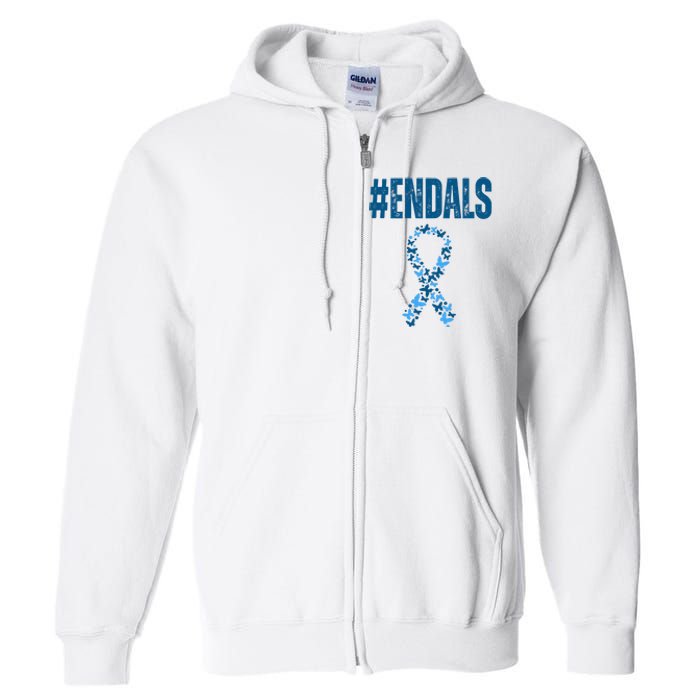 End Als Awareness Support Butterfly Ribbon Full Zip Hoodie