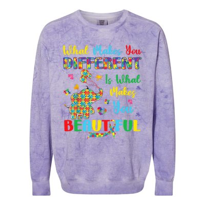 Elephant Autism Awareness Autistic For Mom Dads Wo Colorblast Crewneck Sweatshirt