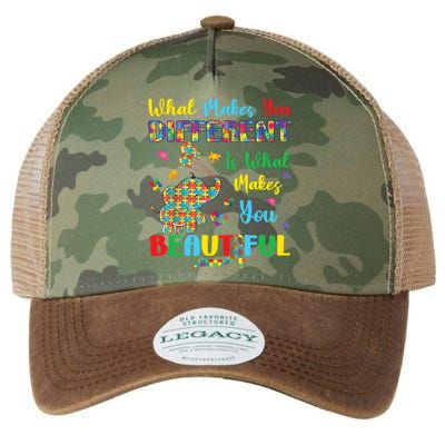 Elephant Autism Awareness Autistic For Mom Dads Wo Legacy Tie Dye Trucker Hat