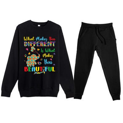 Elephant Autism Awareness Autistic For Mom Dads Wo Premium Crewneck Sweatsuit Set