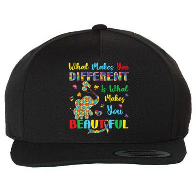 Elephant Autism Awareness Autistic For Mom Dads Wo Wool Snapback Cap