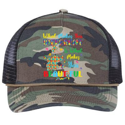 Elephant Autism Awareness Autistic For Mom Dads Wo Retro Rope Trucker Hat Cap