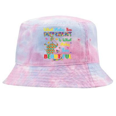 Elephant Autism Awareness Autistic For Mom Dads Wo Tie-Dyed Bucket Hat