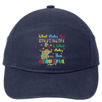 Elephant Autism Awareness Autistic For Mom Dads Wo 7-Panel Snapback Hat