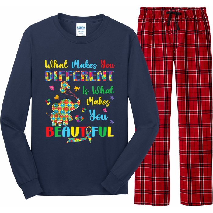 Elephant Autism Awareness Autistic For Mom Dads Wo Long Sleeve Pajama Set