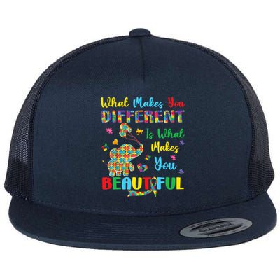 Elephant Autism Awareness Autistic For Mom Dads Wo Flat Bill Trucker Hat